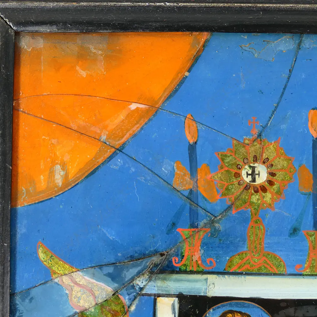 A 19thC reverse painting on glass, Image 1++