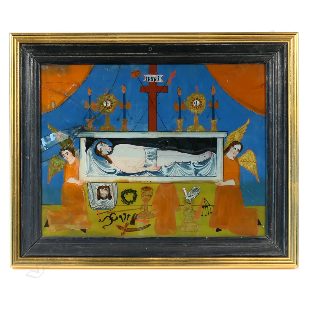 A 19thC reverse painting on glass, Image 1++