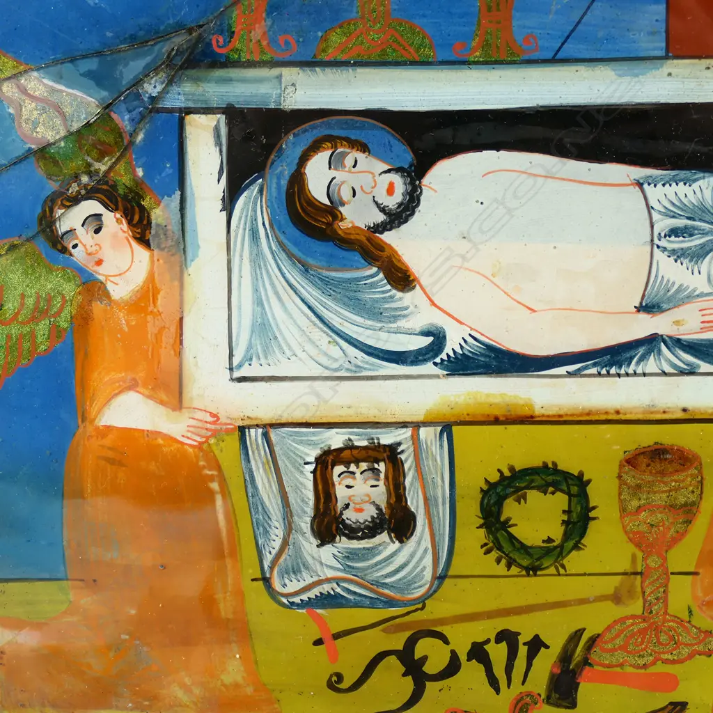 A 19thC reverse painting on glass, Image 1++