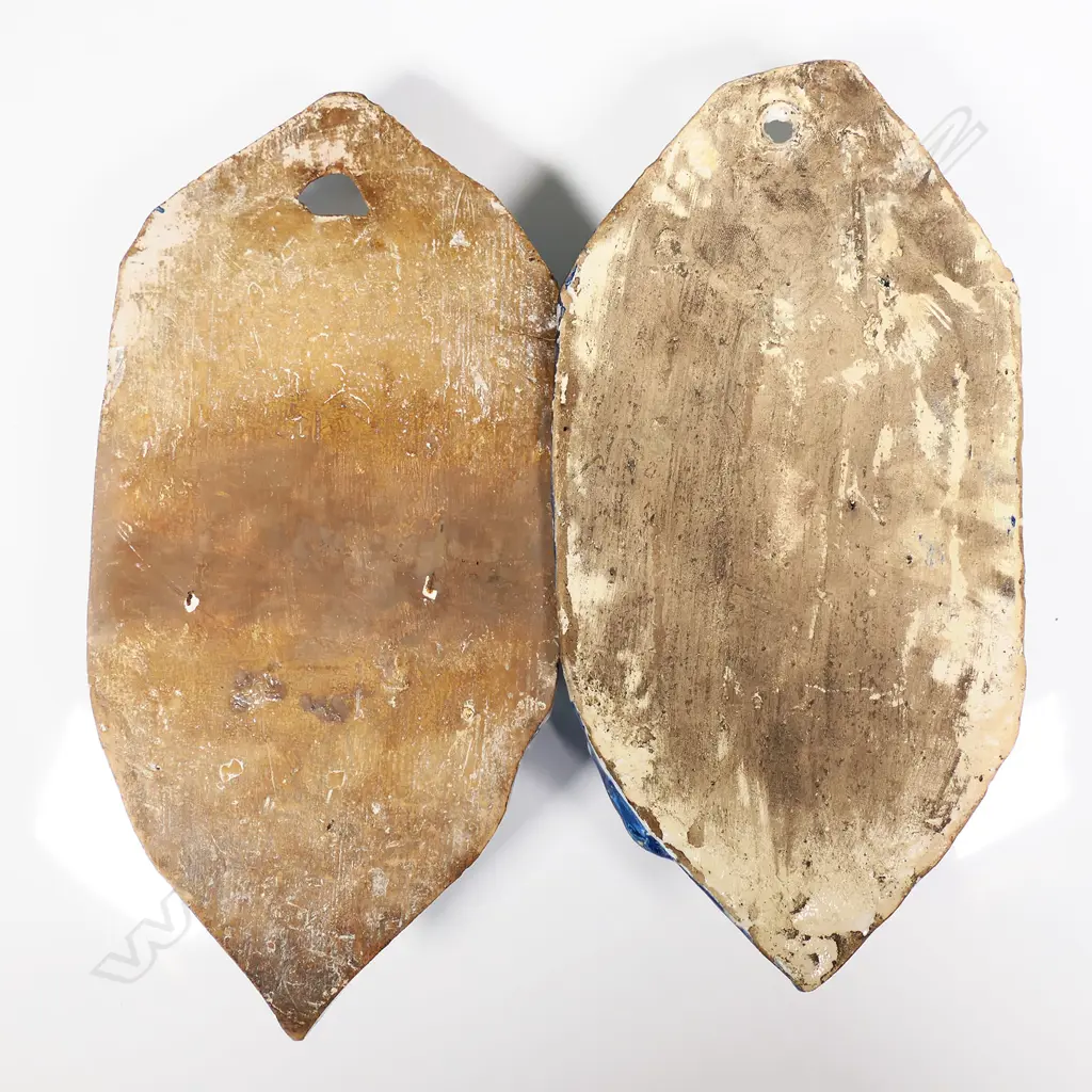 A pair of 19thC majolica holy water stoups, Image 1++