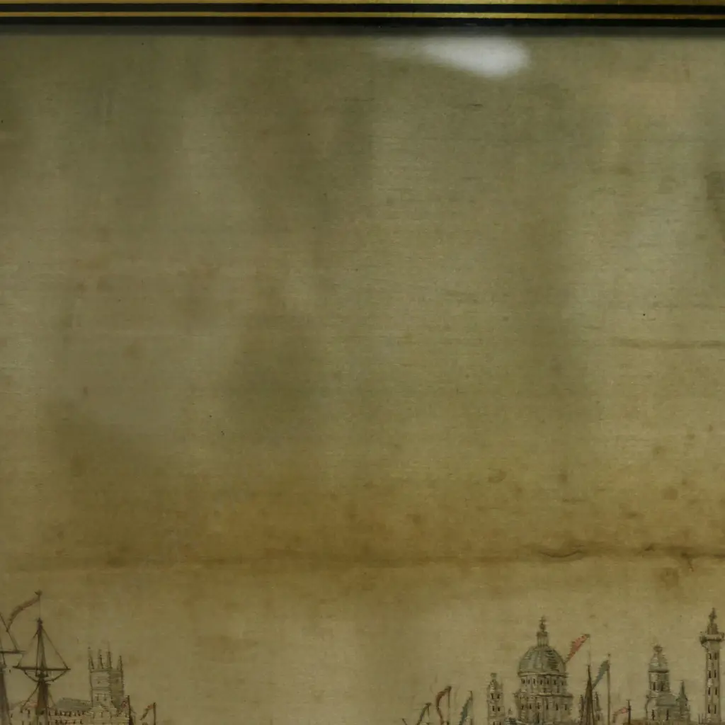 A c.1800 finely embroidered silk picture of the port of London, Image 1++