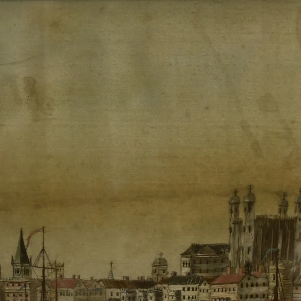 A c.1800 finely embroidered silk picture of the port of London, Image 1++