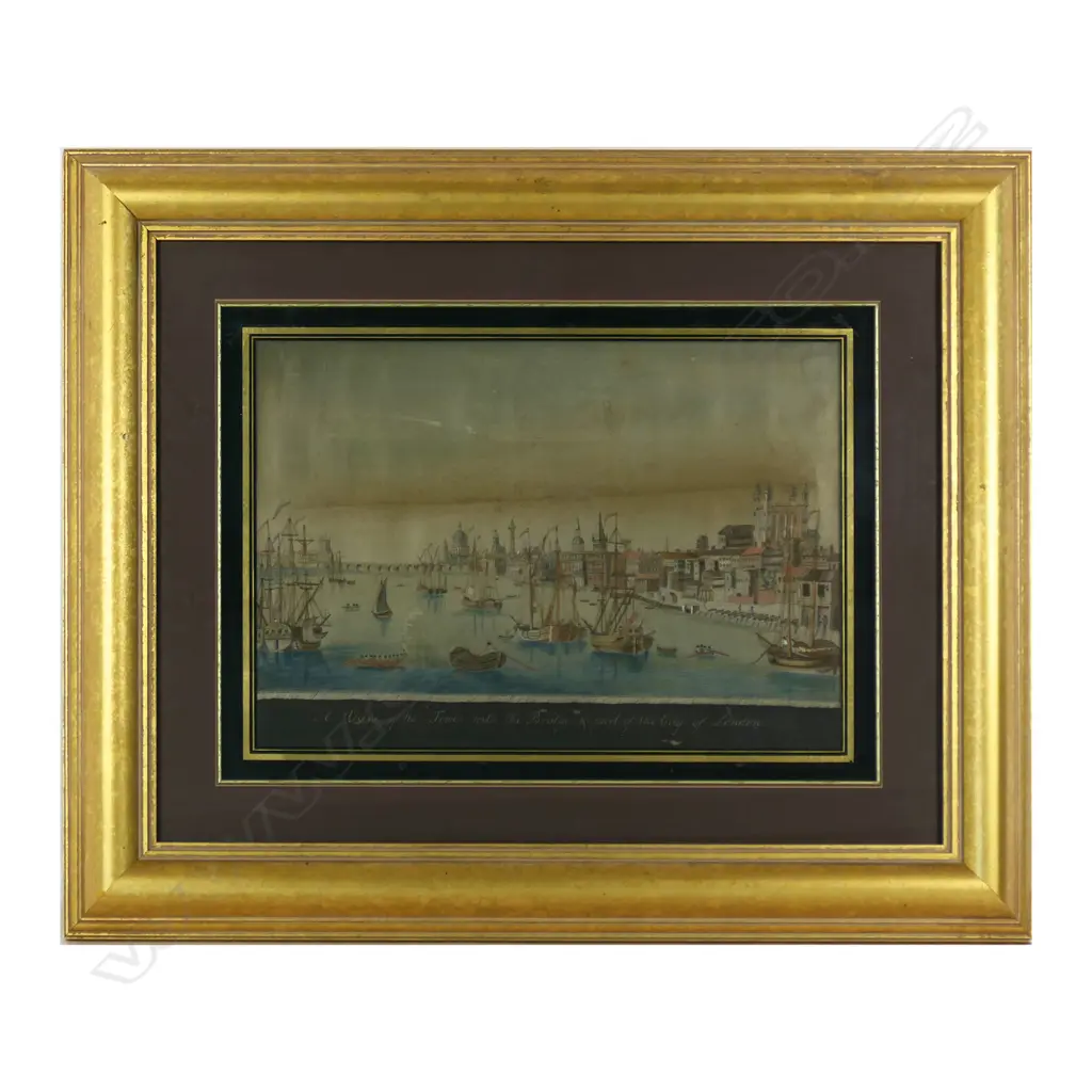 A c.1800 finely embroidered silk picture of the port of London, Image 1++