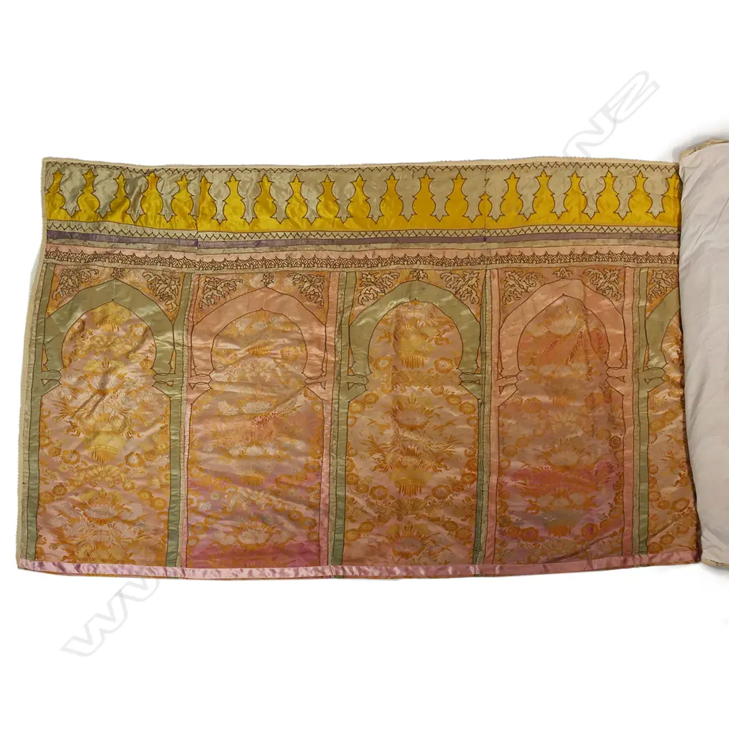 A 19thC Moroccan Islamic silk wall hanging. Image 1++