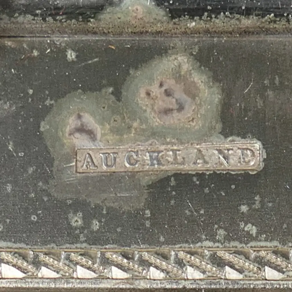 A Rare and historical New Zealand Adolph Kohn Auckland 1908.Silver 'Great White Fleet' presentation casket and document, Image 1++