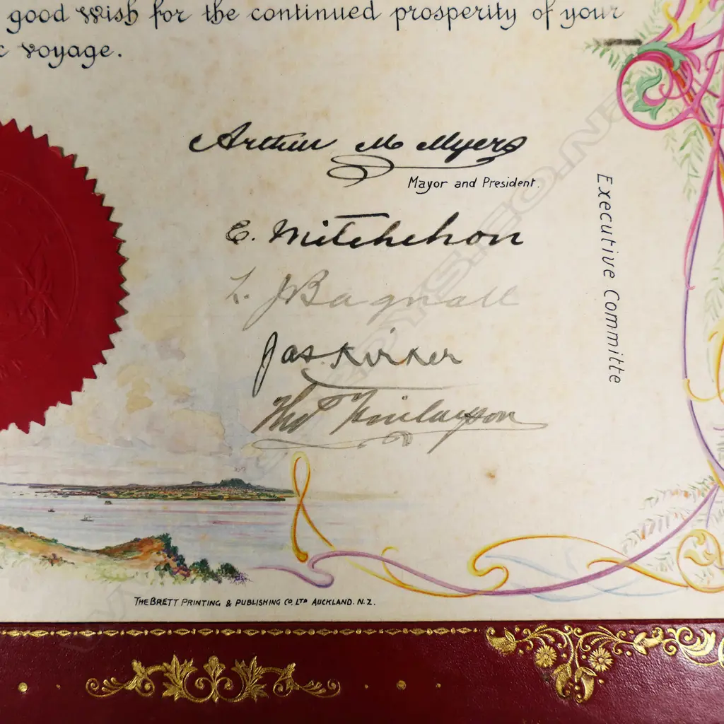A Rare and historical New Zealand Adolph Kohn Auckland 1908.Silver 'Great White Fleet' presentation casket and document, Image 1++