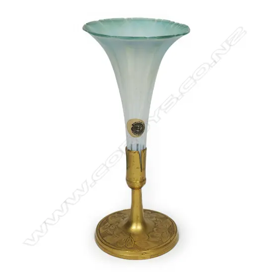 A 1920's Tiffany Favrile glass trumpet vase,