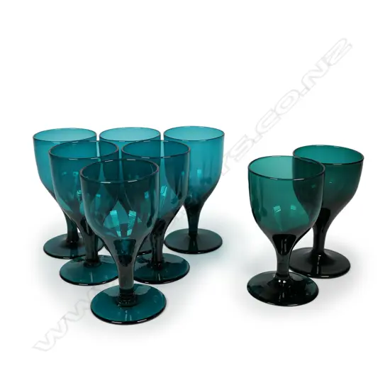 Eight Bristol Green wine glasses,