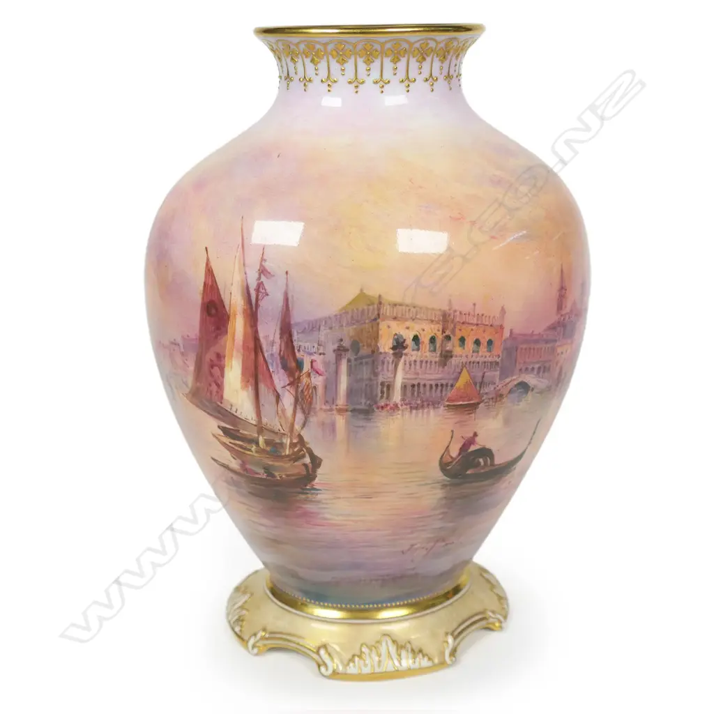 A Royal Doulton hand painted 'Venice' vase by John Hugh Plant, Image 1++
