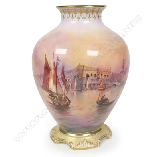 A Royal Doulton hand painted 'Venice' vase by John Hugh Plant,