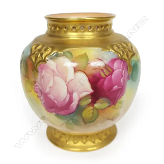 A Royal Worcester rose painted vase,