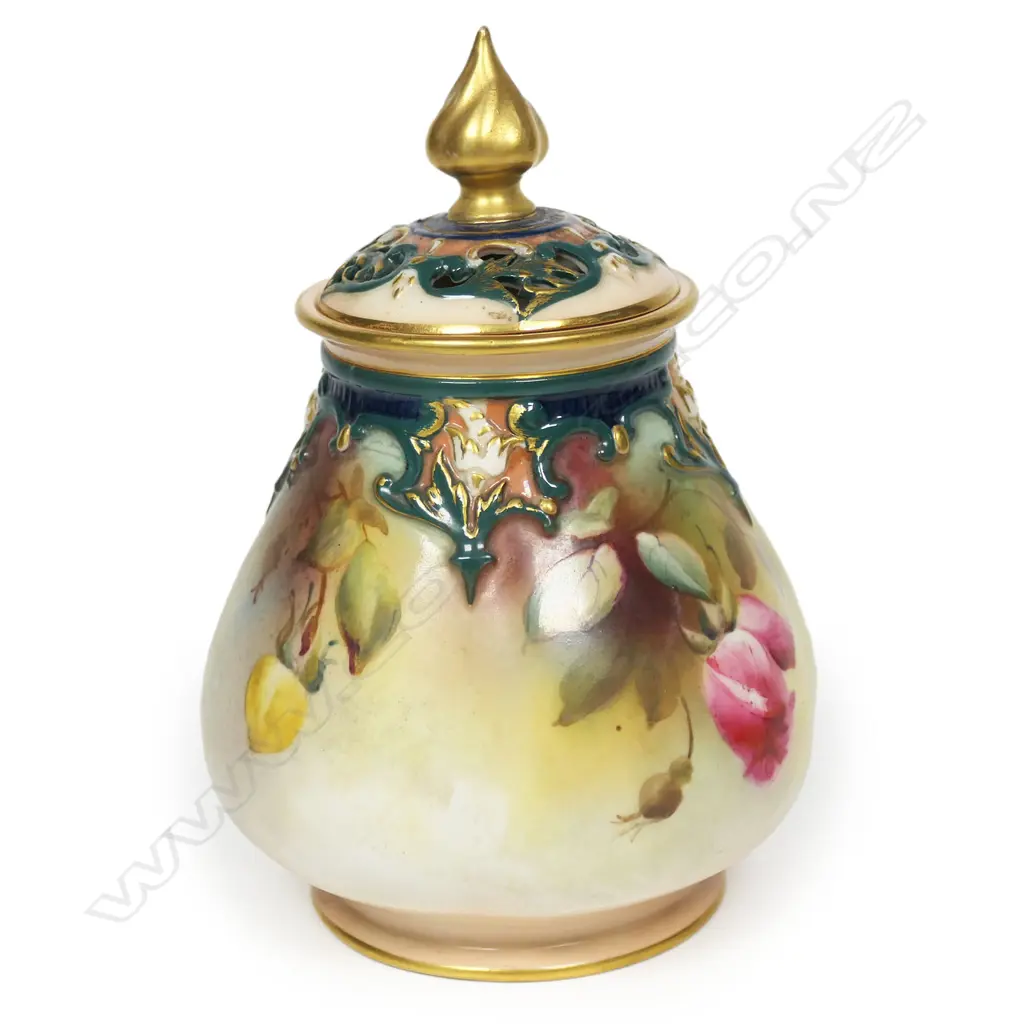 Royal Worcester Hadley lidded potpourri urn, Image 1++