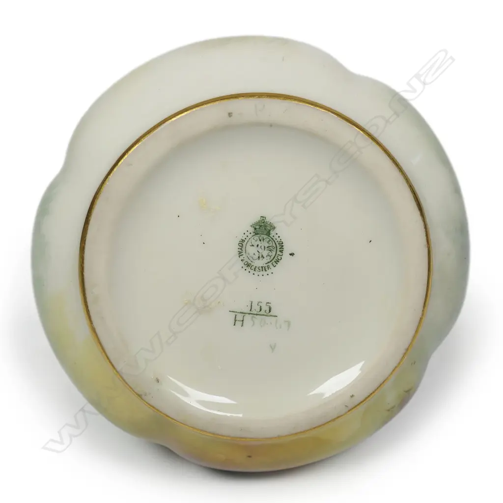 An Edwardian 1905 Royal Worcester peacock painted squat ovoid vase, Image 1++