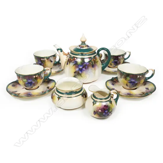 A 1905 Royal Worcester Hadley Ware eleven-piece part tea set,