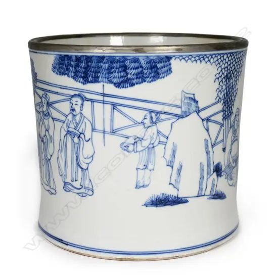 An uncommon large Chinese porcelain brush pot,