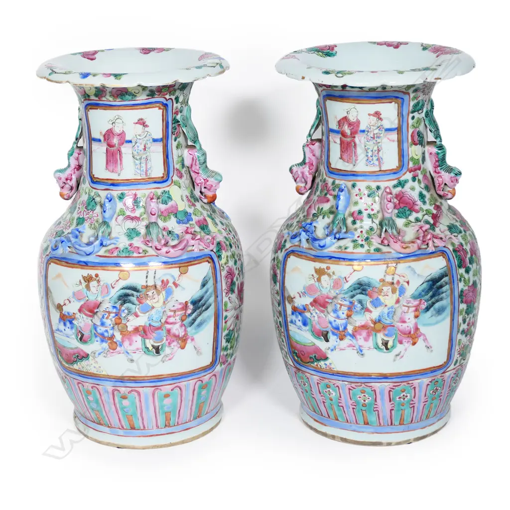 A pair of large 19thC Chinese famille rose vases, Image 1++