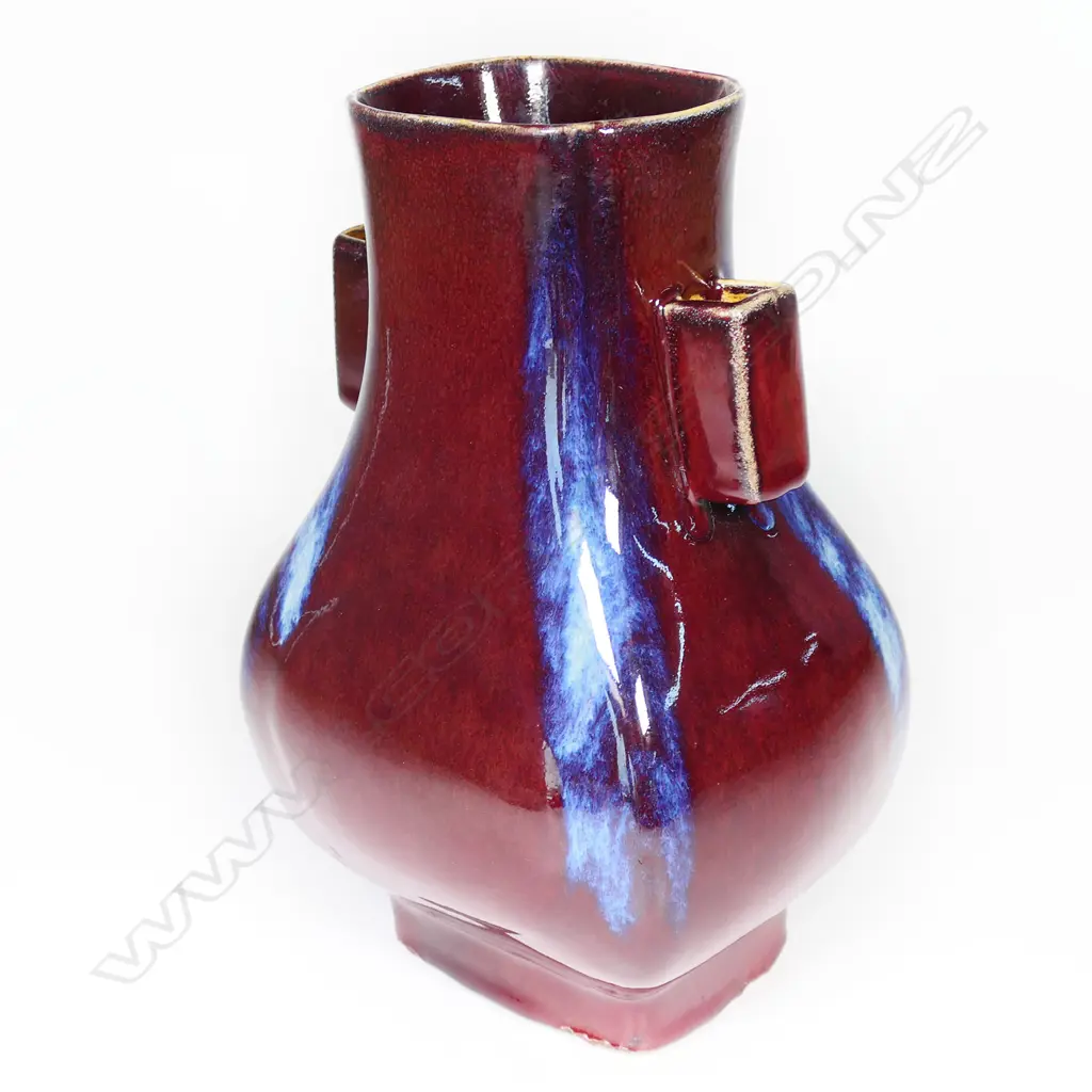 A Chinese flambé glazed fanghu or arrow vase, Image 1++