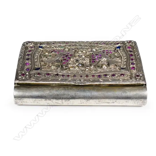 An Iranian jewelled silver cigarette case,