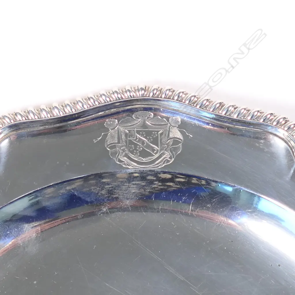 An impressive and heavy George III silver large dinner plate, Image 1++