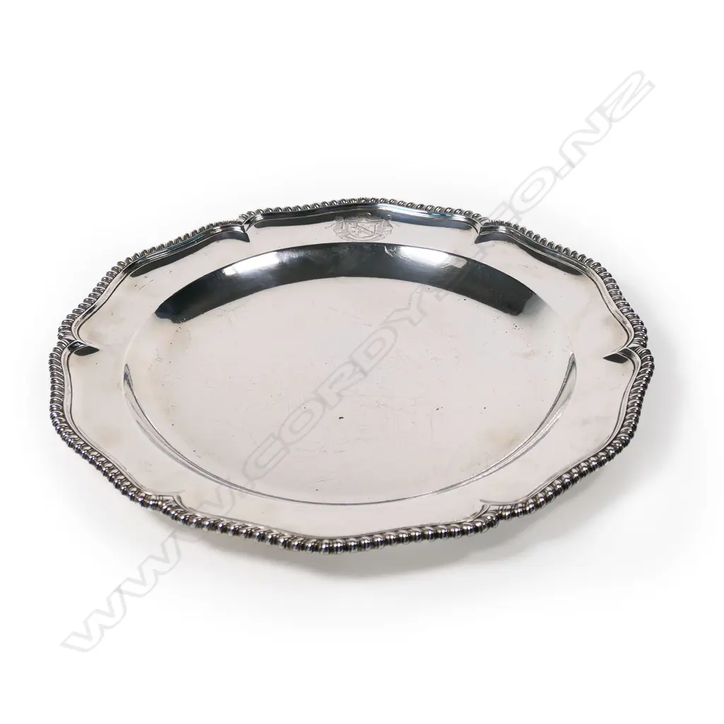 An impressive and heavy George III silver large dinner plate, Image 1++