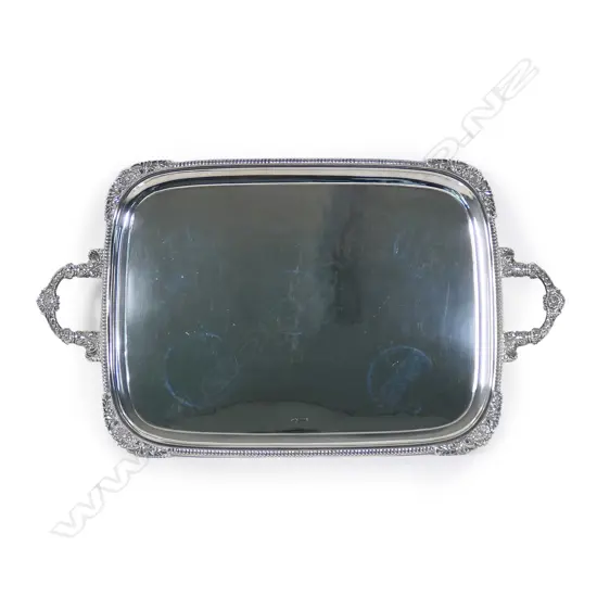 An impressive Edwardian heavy silver banquet tray,