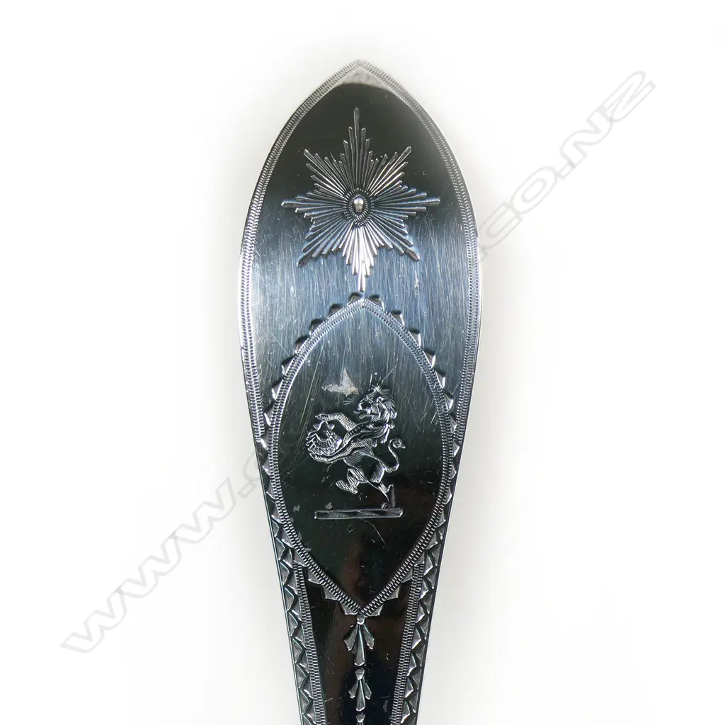 A quality late Victorian George III revival bright cut soup ladle, Image 1++