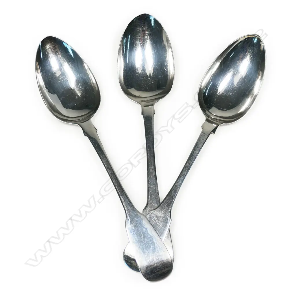 Three early 19thC silver table spoons, Image 1++