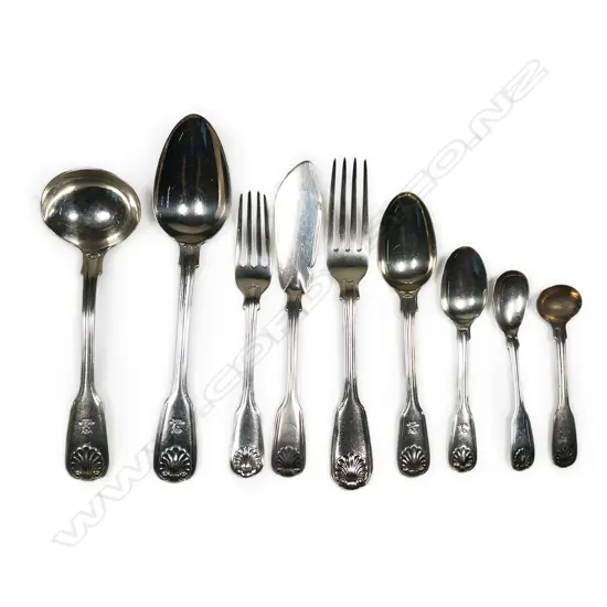 A George IV silver twelve-person cutlery set,