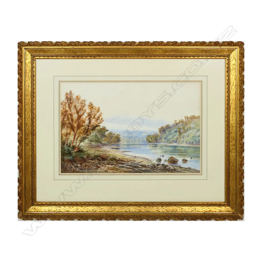 Laurence William Wilson (1850-1912) 'Takatimo Mountains - From Waiau River Exit. Lake Manapouri' Image 1++