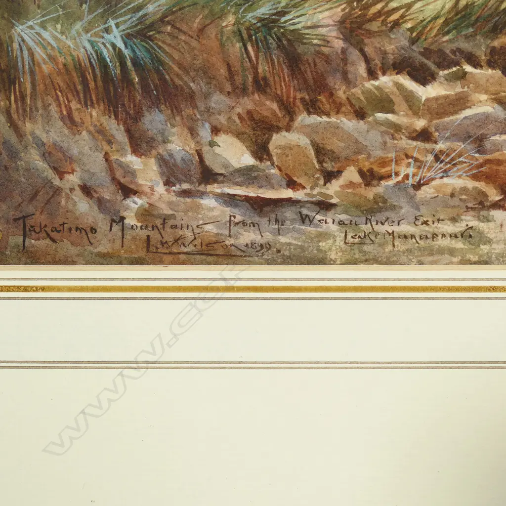 Laurence William Wilson (1850-1912) 'Takatimo Mountains - From Waiau River Exit. Lake Manapouri' Image 1++