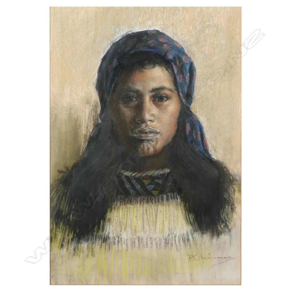 Philip Holmes (NZ 1953-) Māori Girl with Moko, Image 1++