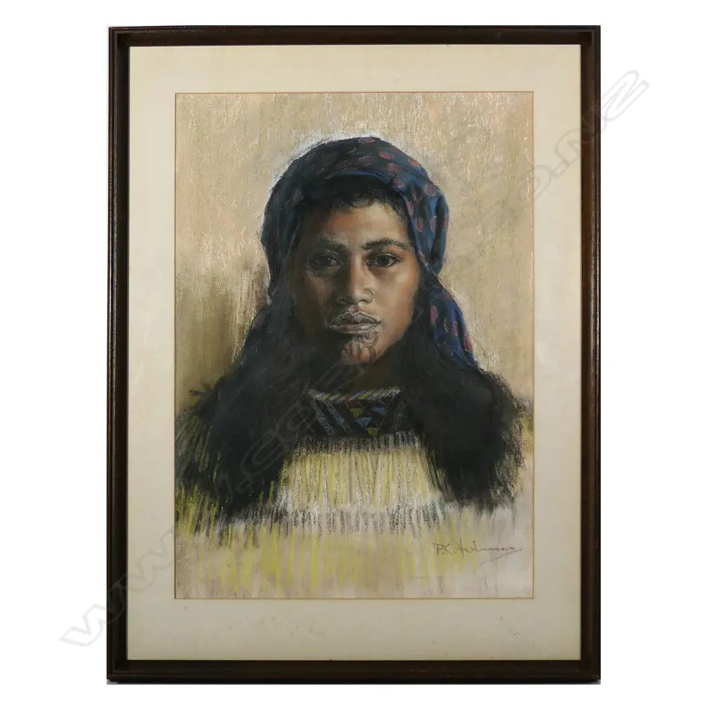 Philip Holmes (NZ 1953-) Māori Girl with Moko, Image 1++
