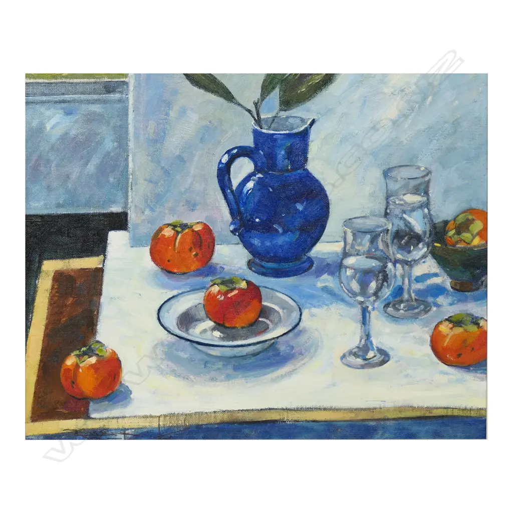 Russell Hollings (NZ 1948-) 'Two Glasses of Pinot Gris', Image 1++
