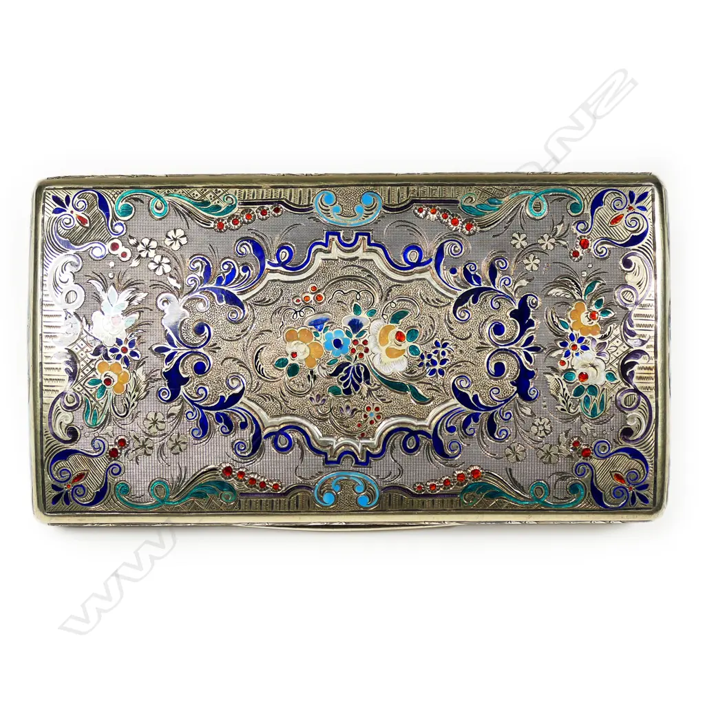 A 19thC European fancy enamelled silver cheroot case, Image 1++