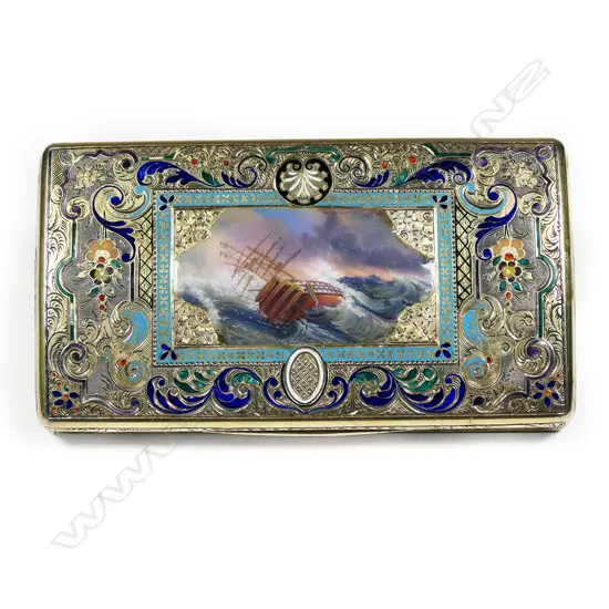 A 19thC European fancy enamelled silver cheroot case,