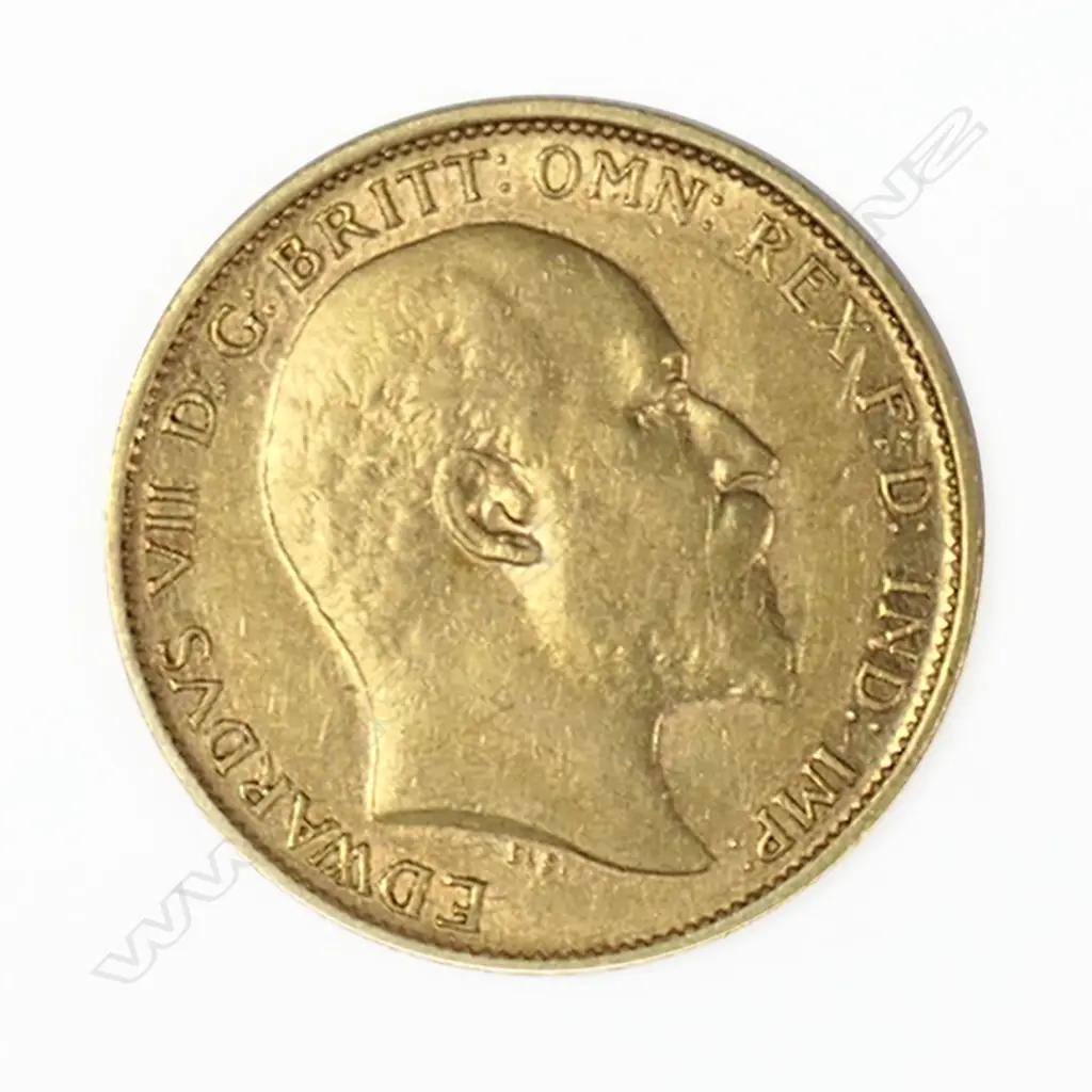 An Edwardian 1908 gold half sovereign, Image 1++