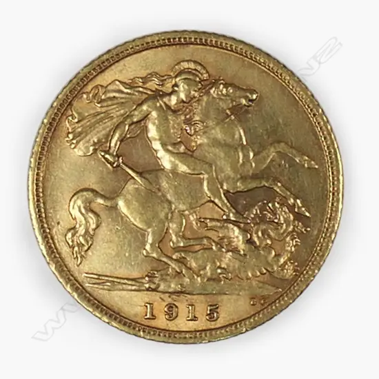 A 1915 gold half sovereign,