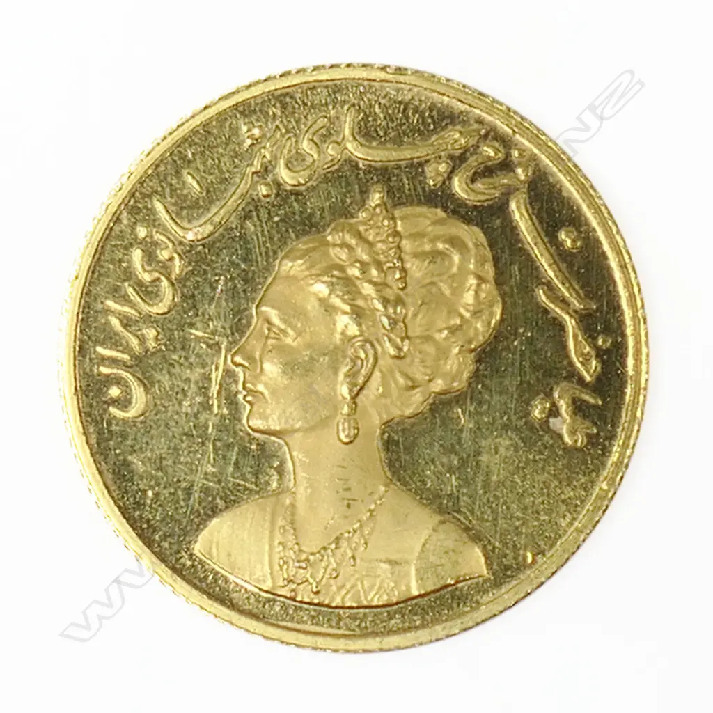 A Noorouz commemorative Empress Farah Diba gold coin, Image 1++