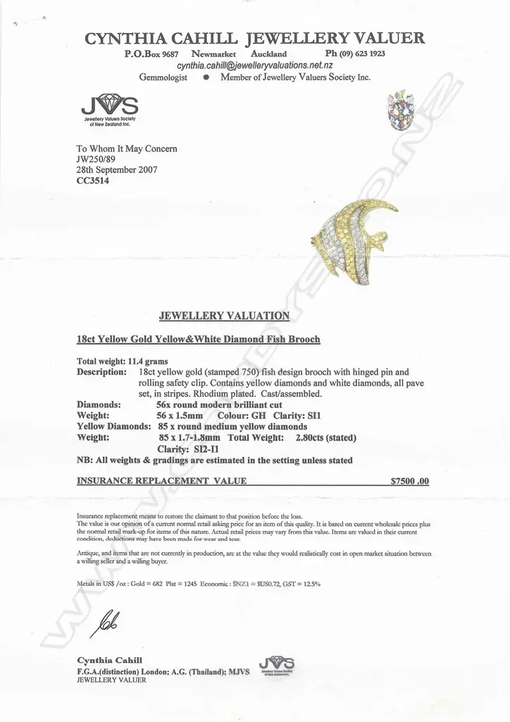 An 18ct yellow and white gold and diamond angel fish brooch, Image 1++