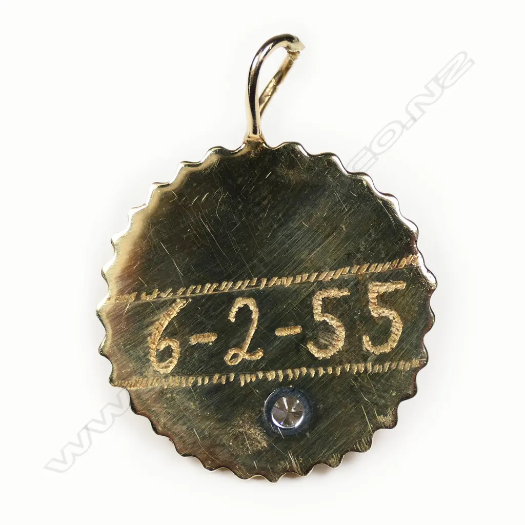 A 14ct yellow gold and diamond set '50' pendant, Image 1++