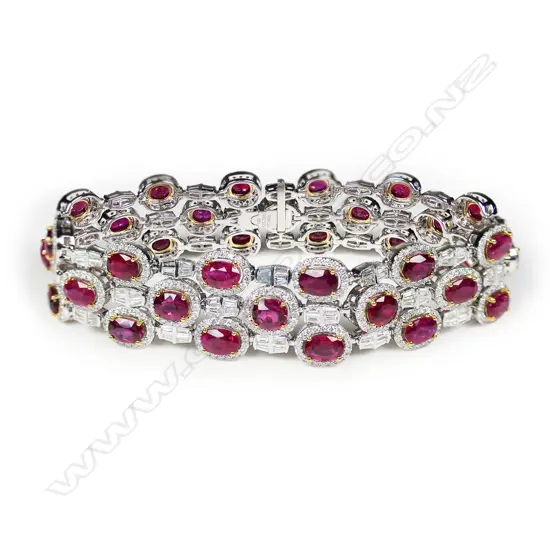 An impressive 18ct white gold ruby and diamond bracelet,