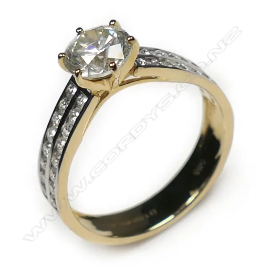 A 14ct gold and champagne diamond ring,