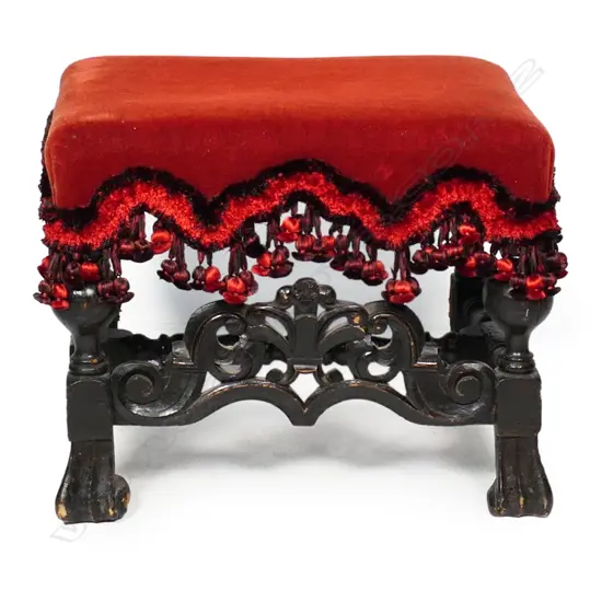 A Charles II oak footstool,