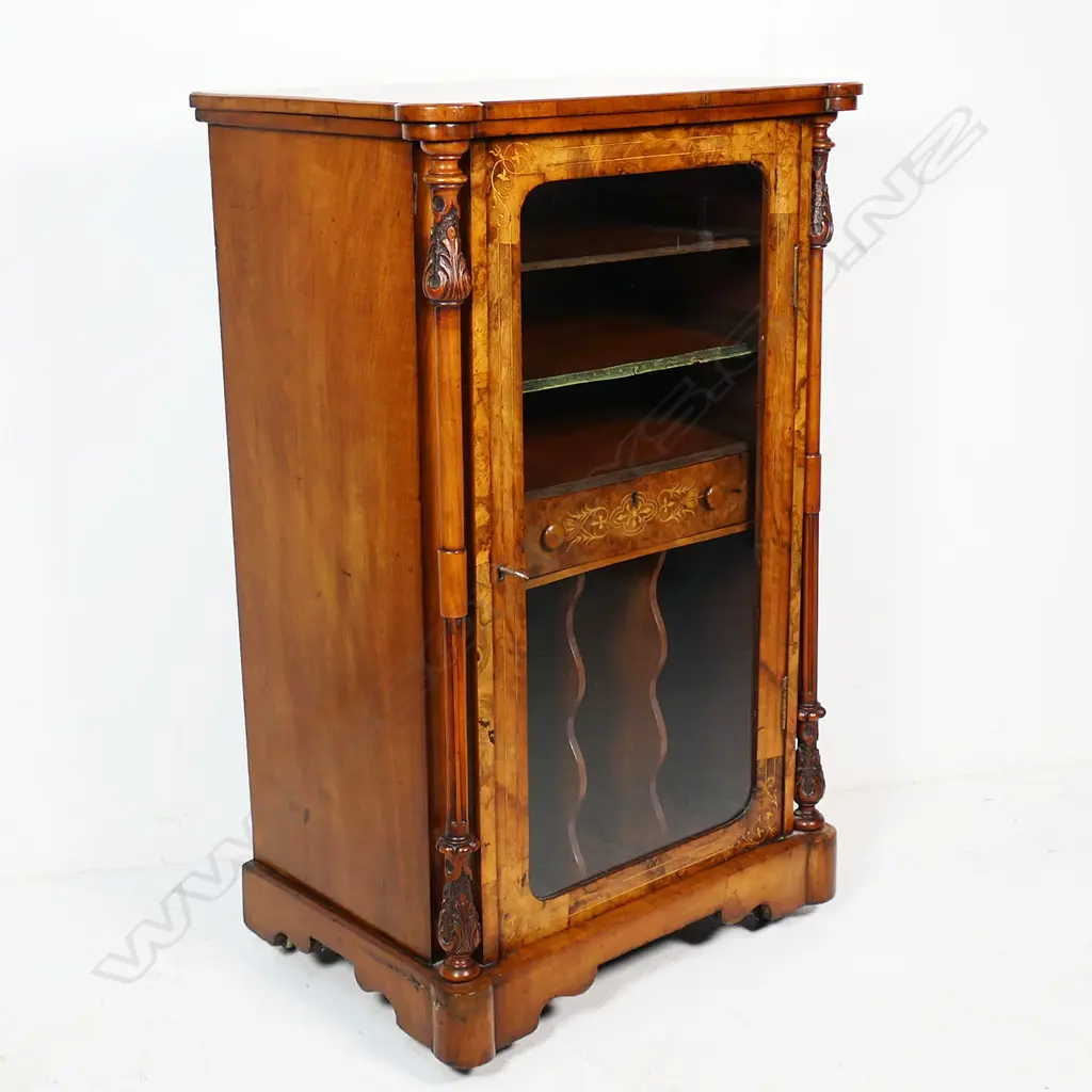 A Victorian inlaid burr walnut music canterbury, Image 1++