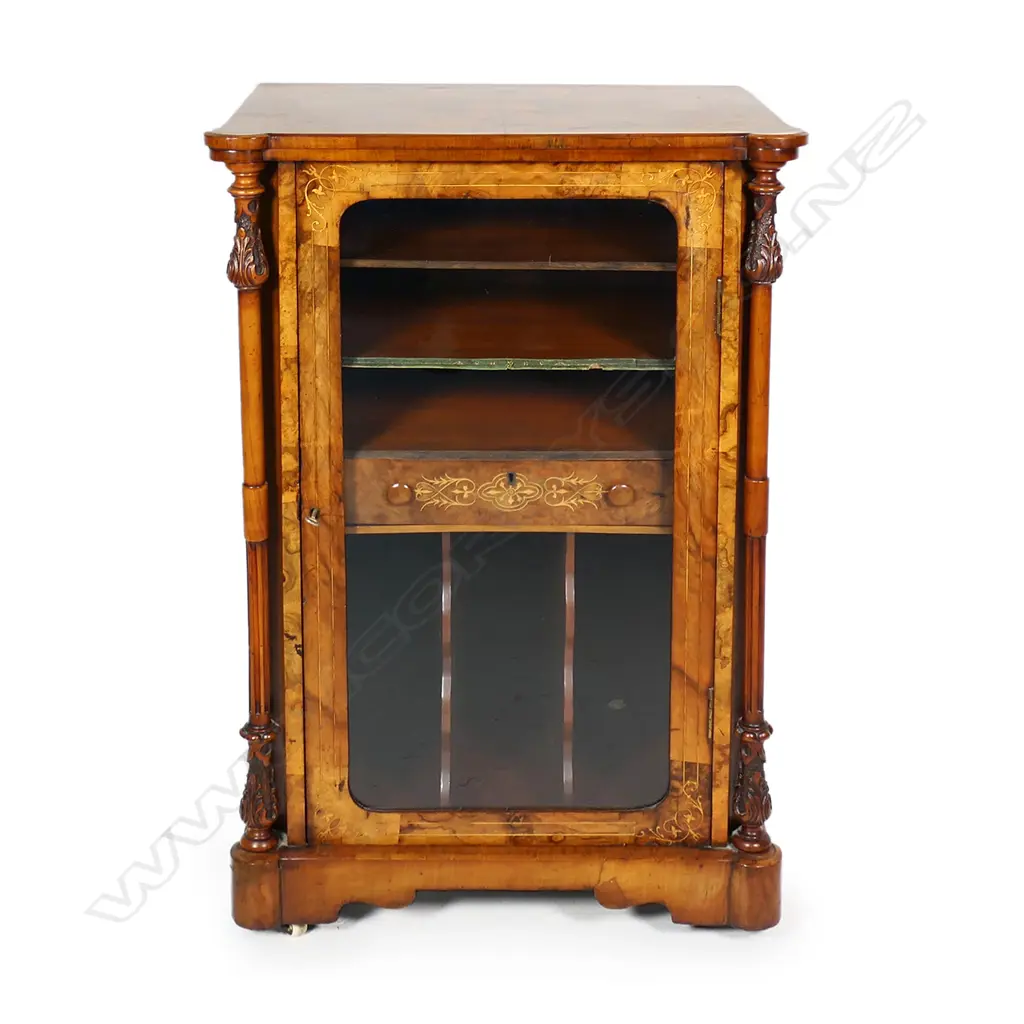 A Victorian inlaid burr walnut music canterbury, Image 1++