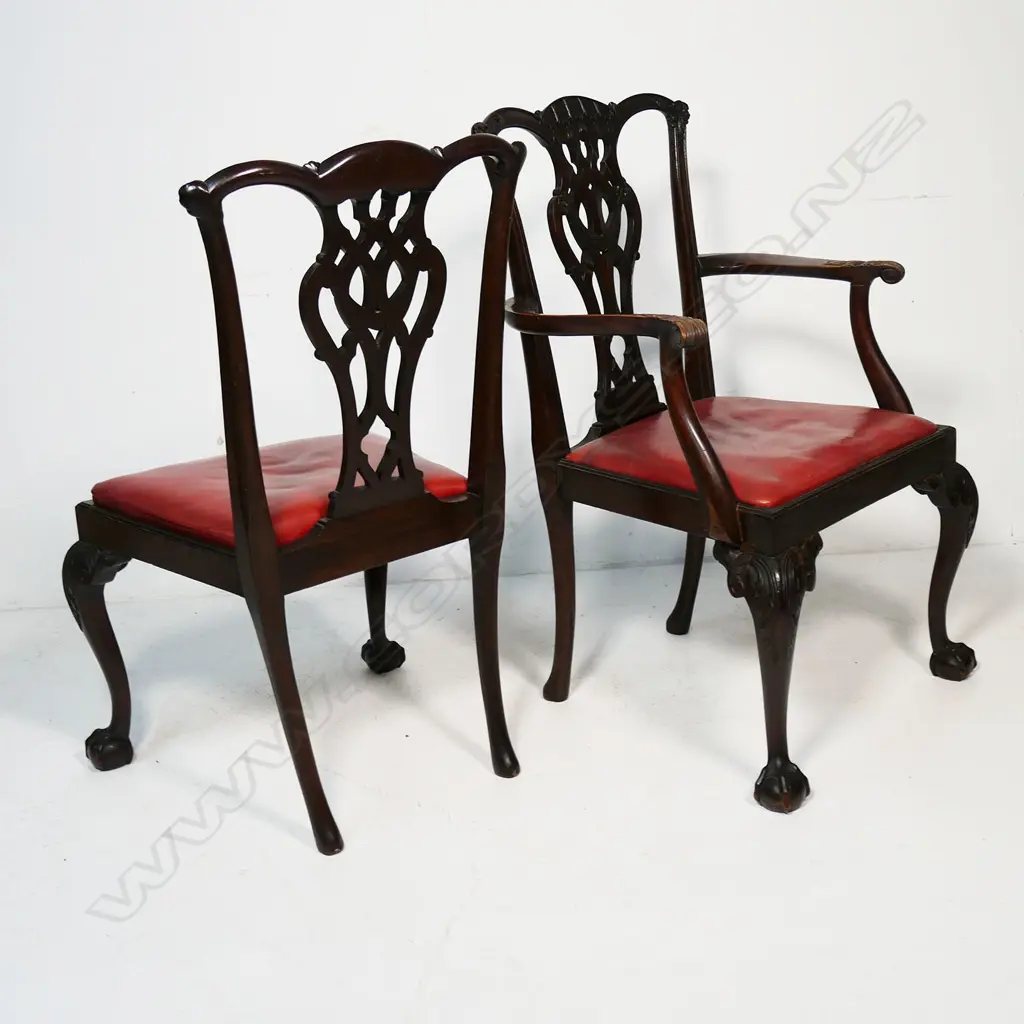 A set of eight 19thC Chippendale style dining chairs, Image 1++