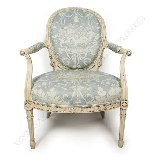 A French style open elbow armchair,