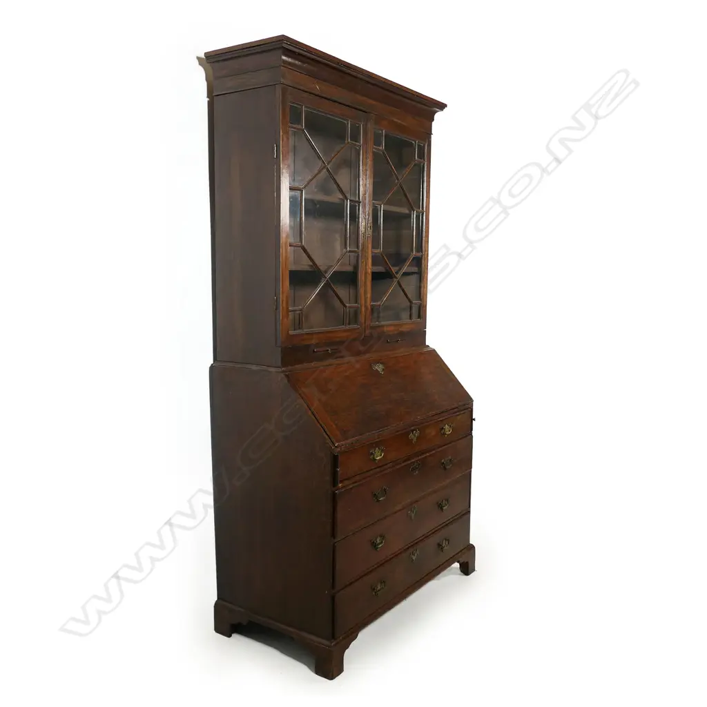 An oak George III bookcase bureau, Image 1++