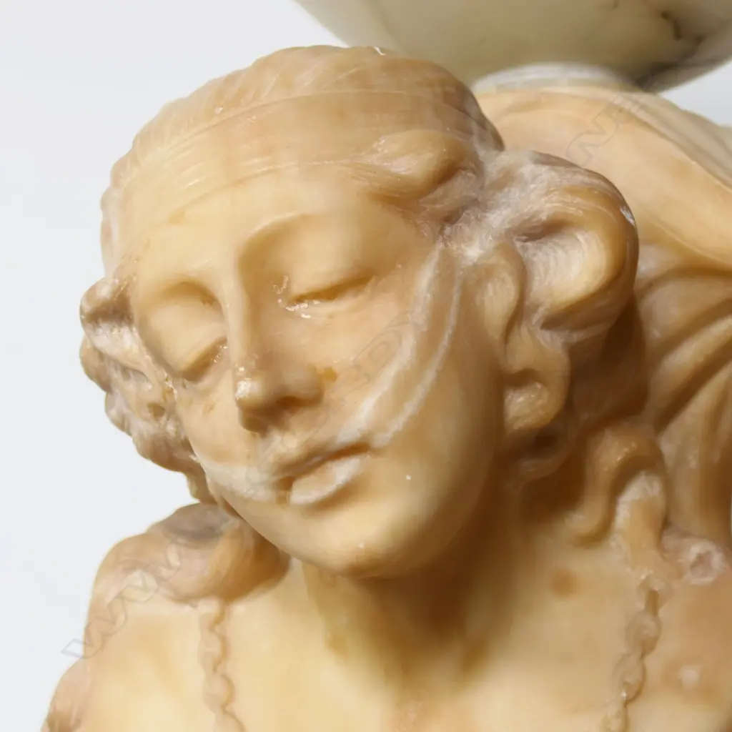 A stylish early 20thC alabaster floor standing lady lamp, Image 1++