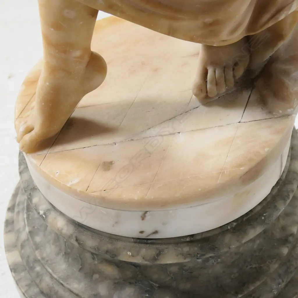 A stylish early 20thC alabaster floor standing lady lamp, Image 1++